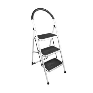 Escalera 3 Peldaños Fierro Esmaltado Blanco